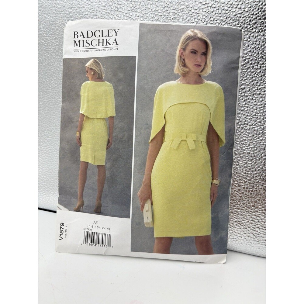 Vogue V1579 Badgley Mischka Cape Dress Sewing Pattern Size 6-14